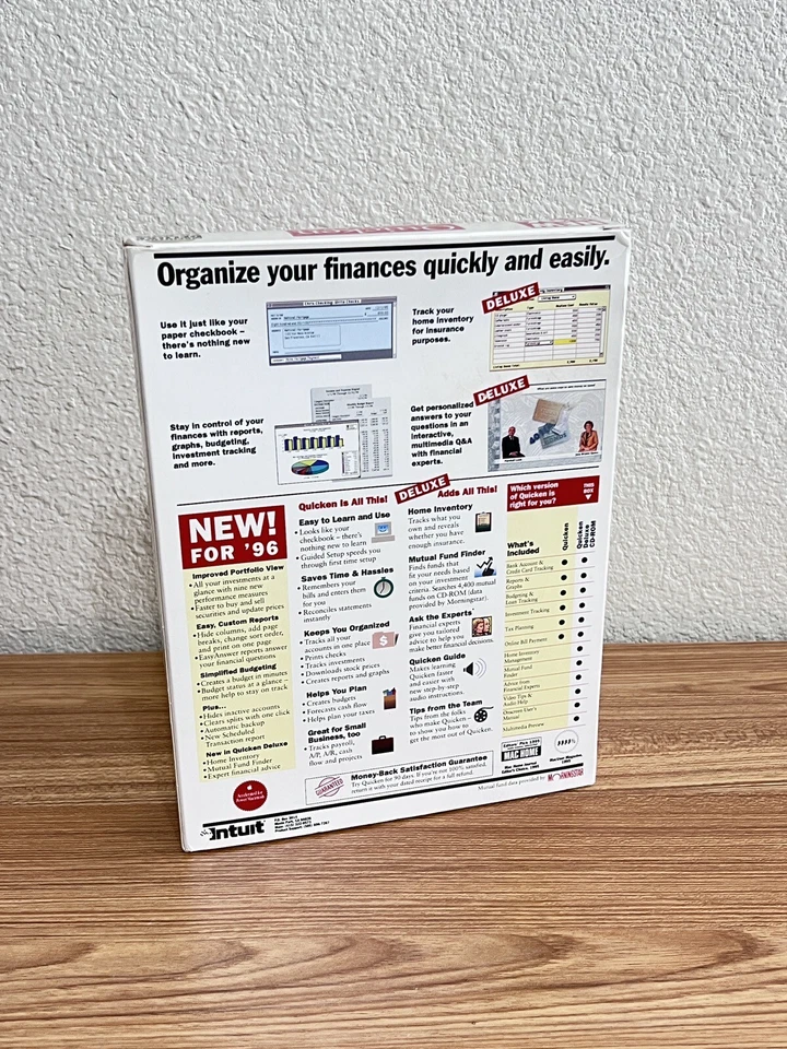 Intuit QUICKEN DELUXE 1996 Retail Box CD ROM For Macintosh In Box - Image 2 of 4