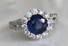 2 Ct Round Cut Simulated Sapphire Wedding Women's Ring 14k White Gold Plated
