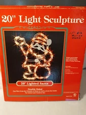 VTG light up Santa sculpture  20" use  double sided tabletop or window, with box