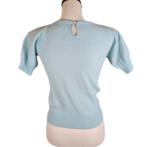 Vintage Chaus Petites Cropped Sweater, Lambs Wool&Rabbit Hair, Light Blue,PSmall - Picture 3 of 8
