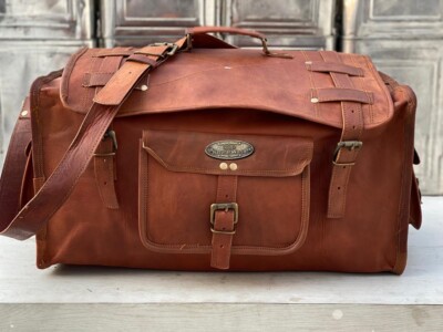 Neu Leder Echt Reise Männer Fitnessstudio Vintage Wochenende Gepäck