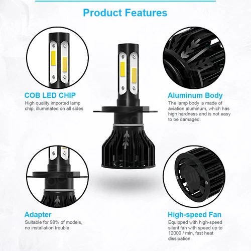 Luces Fuertes Para Auto Coche Luz Carro Bombillas Kit H4 9003 LED Blanco Hi/lo Beam - Imagen 5 de 12