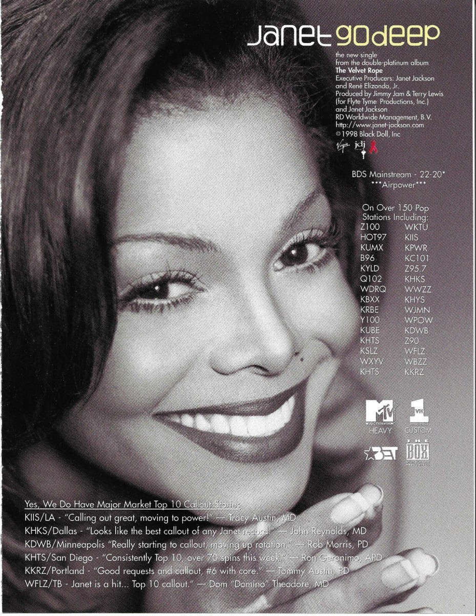 JANET JACKSON Rare 1998 Go Deep PROMO TRADE AD Poster for Velvet