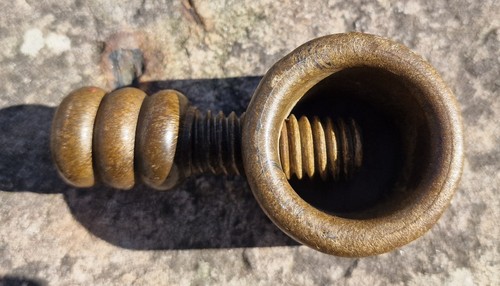 Vintage Treen Screw Nutcracker Turned Hardwood Early 20th Century Kitchenalia
