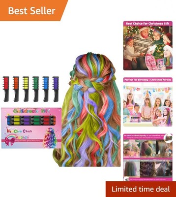 Child-Friendly Hair Color Comb - 6 Non-Toxic Shades for Unforgettable Parties