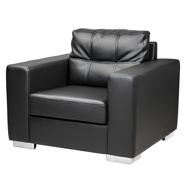 Schwarzer Sessel Kunstleder Einsitzer Wohnzimmer Relax Neuer 1-Sitzer-image