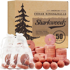Cedar Blocks for Clothes Storage 50 Pack - 100 Natural Aromatic Cedar Rings