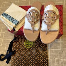 Tory burch miller calf leather Women Sandals Light Sand Color Size 7