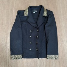 David Rose VTG USA Made Black Velvet Gold Blazer Jacket Button Embroidered Sz 6