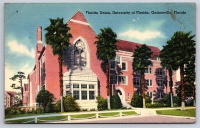 Florida Union Building University of Florida Gainesville FL Linen 1939 Postcard