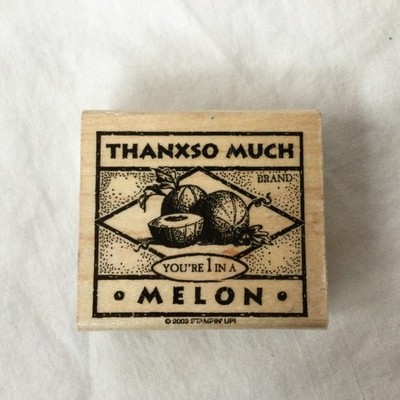 2003 Stampin Up Wood Mount Rubber Stamp - Thanks Much You're One In A Melon
