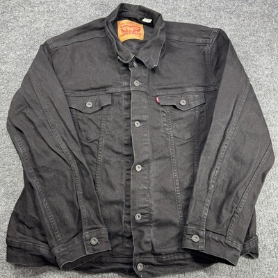 Levis Trucker Jacket Mens XL Black Denim Button Up Casual Outerwear