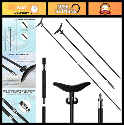 8.63' Shallow Water Anchor Pole - 2 Piece Fiberglass Boat Anchor with T-Handle,