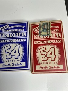Vintage North & South Dakota Souvenir Playing Cards Lot Of 2 Bridge Size
