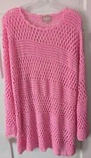 SHOW ME YOUR MUMU Sz XL Paula Pullover Pink Crochet Beach Cover Up Tunic Dress