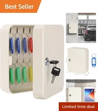 Secure & Stylish Key Management Box - Lockable, 20 Hook Capacity, Beige Finish