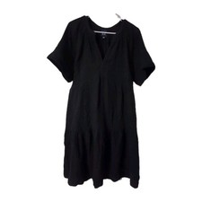 Gap Women's Relaxed Fit Soft Cotton Gauze Tiered Dress Black, M