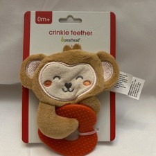 Pearhead Baby Monkey Crinkle Teether New BPA Free 0-6 Months Baby Toy New