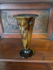 Davidson Amber Cloud Glass Vase - Art Deco 1930's 19cm Tall, Perfect 