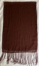 Scarf Womens One Size Silky Fringe Rectangle Brown 62x21 Inches