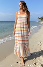 ELLA MOSS Junior’s/regular 78% Cotton Striped Midi Ruffle Hem Tank Dress S