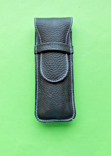 Stifte Etui aus Leder  schwarz  genarbt  15 x 6 cm