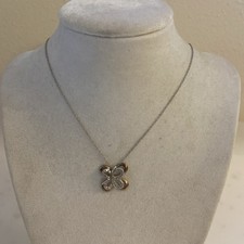 2 Tone Sterling Silver Butterfly Pendant Necklace 18  chain