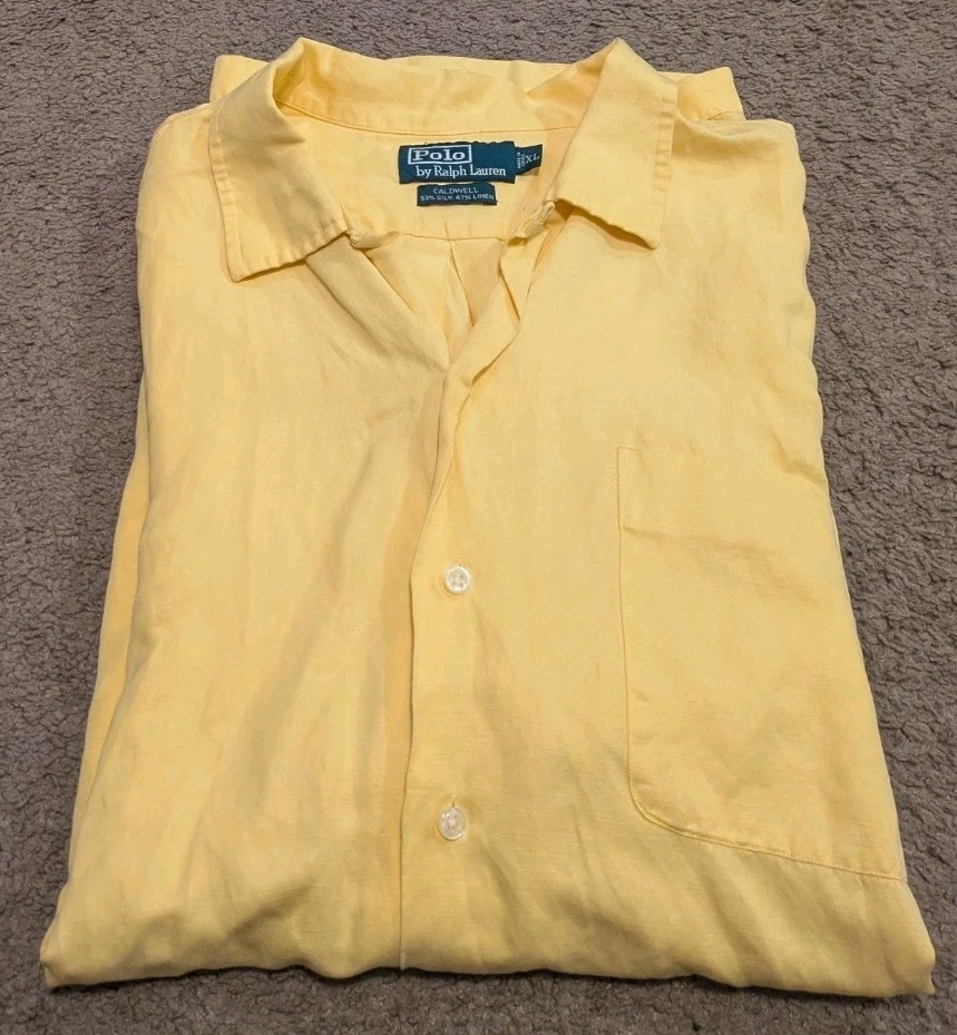 Polo Ralph Lauren Silk Short Sleeve Button-Up Casual Button-Down