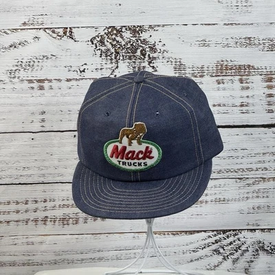 Vtg 80s Mack Trucks Bulldog Denim Snapback Hat Cap Louisville Mfg Co USA - Image 1 of 4