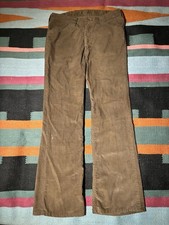 VTG 60s Brown Corduroy Bootcut Flare Pants 33x30 Distressed