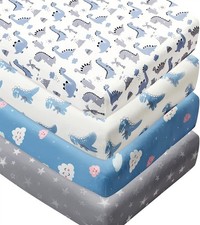 4 Pack Soft Baby Boy Crib Sheets for Standard Crib Mattress Dinosaur Star Cloud