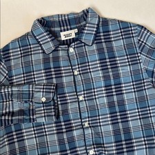 Sleepy Jones Made USA Blue Plaid Long Sleeve Pajama Shirt Sleepwear Men's Medium