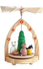 1702 - Richard Glaesser Mini Pyramid - Cat theme - 4.25"H x 3.25"W x 3.25"