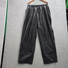 VINTAGE Nike Men Activewear Pants XXL Black Track Windbreaker Swoosh Y2K