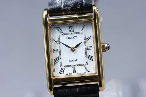 [Near MINT] Vintage SEIKO SOLAR V115-0BD0 Gold Roman 18mm Women’s Watch Japan