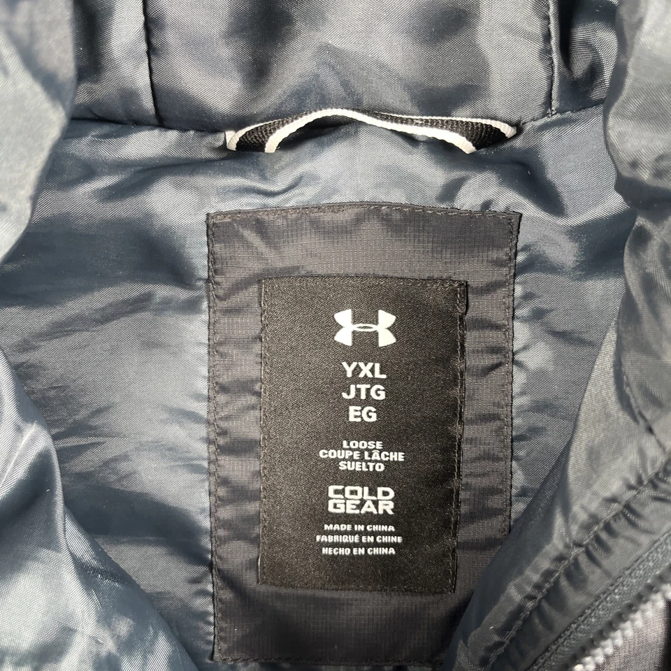 Under Armour UA Cold Gear Storm Puffer Jacket / Shell Youth XL Black Hooded - Image 3 of 4