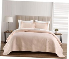 Sianna 3 Piece Size Quilt Set - Contemporary Geometric Diagonal King Blush
