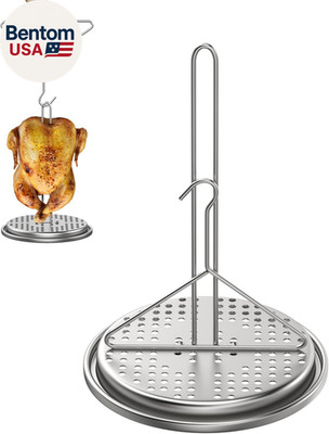 Turkey Chicken Fryer Accessory Kit, Chicken Holder with Chrome Finish Wire Handl