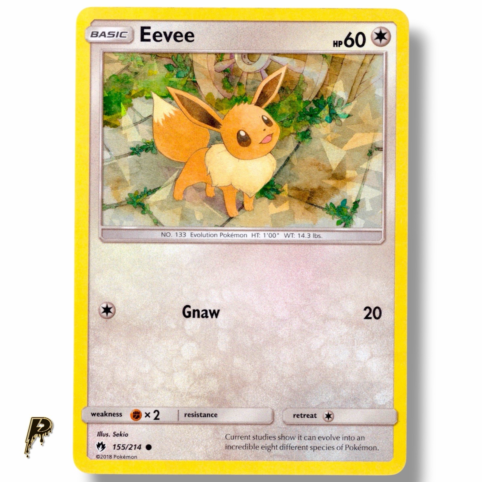 Eevee 155/214 - 2018 Lost Thunder Cracked Ice Holo Rare Pokemon Card NM