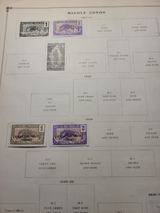 3 Hinged Stamps From Middle Congo.  1907-1924. SCOTT 1, 23 & 24.