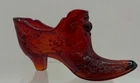 Vintage Fenton Glass Co. Ruby Red Cabbage Rose Slipper Shoe Art Glass 6” x 2.75"