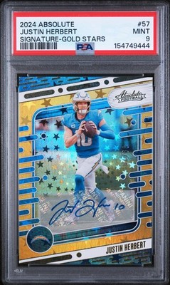 2024 Panini Absolute Signature RC Gold Stars Justin Herbert #57 10/10 PSA 9