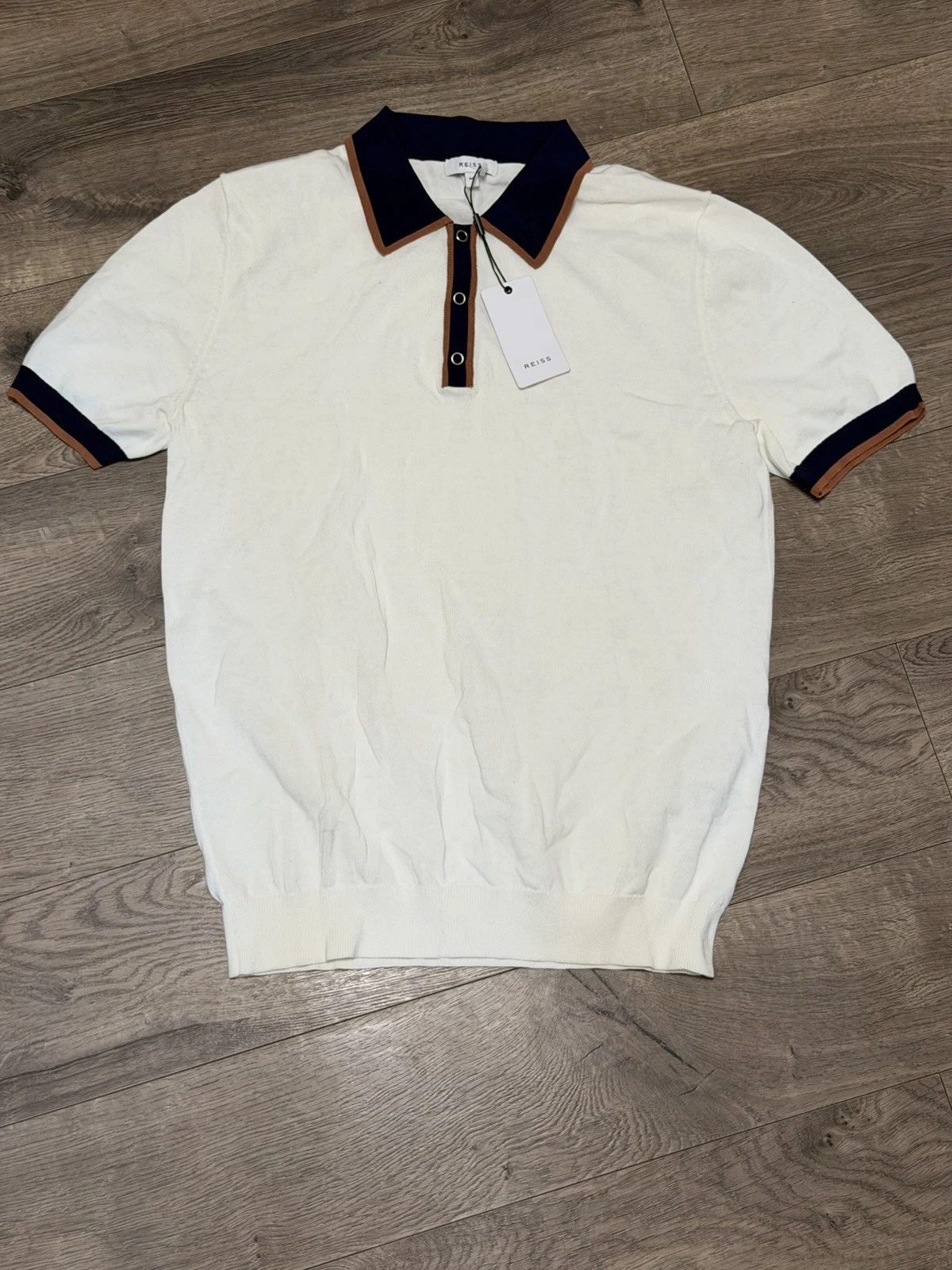 Reiss Vernie Cotton Blend White Polo Shirt Men’s Size M Medium NWT NEW