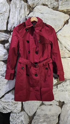 Coach Trench Cappotto Donna Rosso Fragola Rosa Doppiopetto Taglia XXS