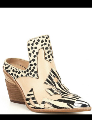 New Gianni Bini  Maerren Zebra Animal Print Western Shoe Cowboy Boot Size 6.5