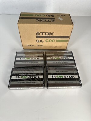 Vintage TDK SA C90 1975- 1977 Blank Cassette Tapes (4) Original Box Sealed Read