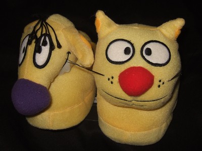 Nwt Women's Med 7-8 Cat Dog Nickelodeon Cartoon Character Plush Slippers Catdog | eBay