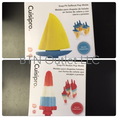 Cuisipro Snap-Fit Sailboat Rocket Pop Molds 6 12pk BPA Free Frozen Popsicle Mold
