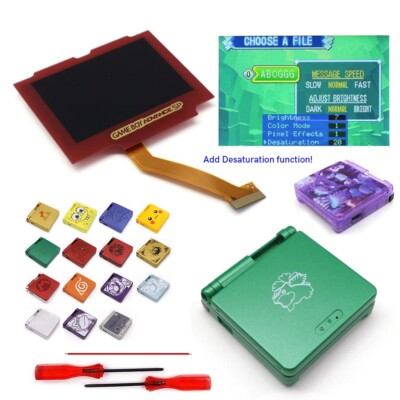 No Solder Gameboy Advance SP IPS V5 Laminated Red Screen 3.0 Backlight Kit+Shell