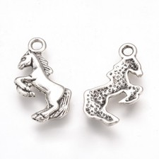 20 Horse Charms Antiqued Silver Equestrian Pendants Mustang Findings Jewelry Set